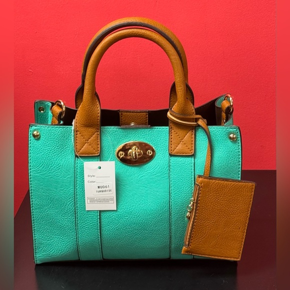 Mimi Handbags - Mimi Brand 2 in 1 Bright Aqua Satchel